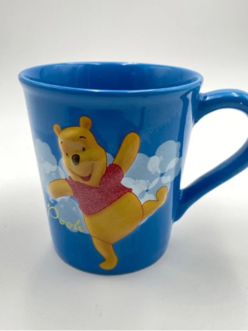 Disney Store Winnie the Pooh Blue Glitter Shirt Cloud Ceramic Coffee Mug 4 inch